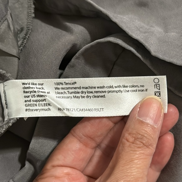 Eileen Fisher Tencel Pull On Slouchy Tapered Ankle Pants Gray Beachy-Large - Picture 10 of 10